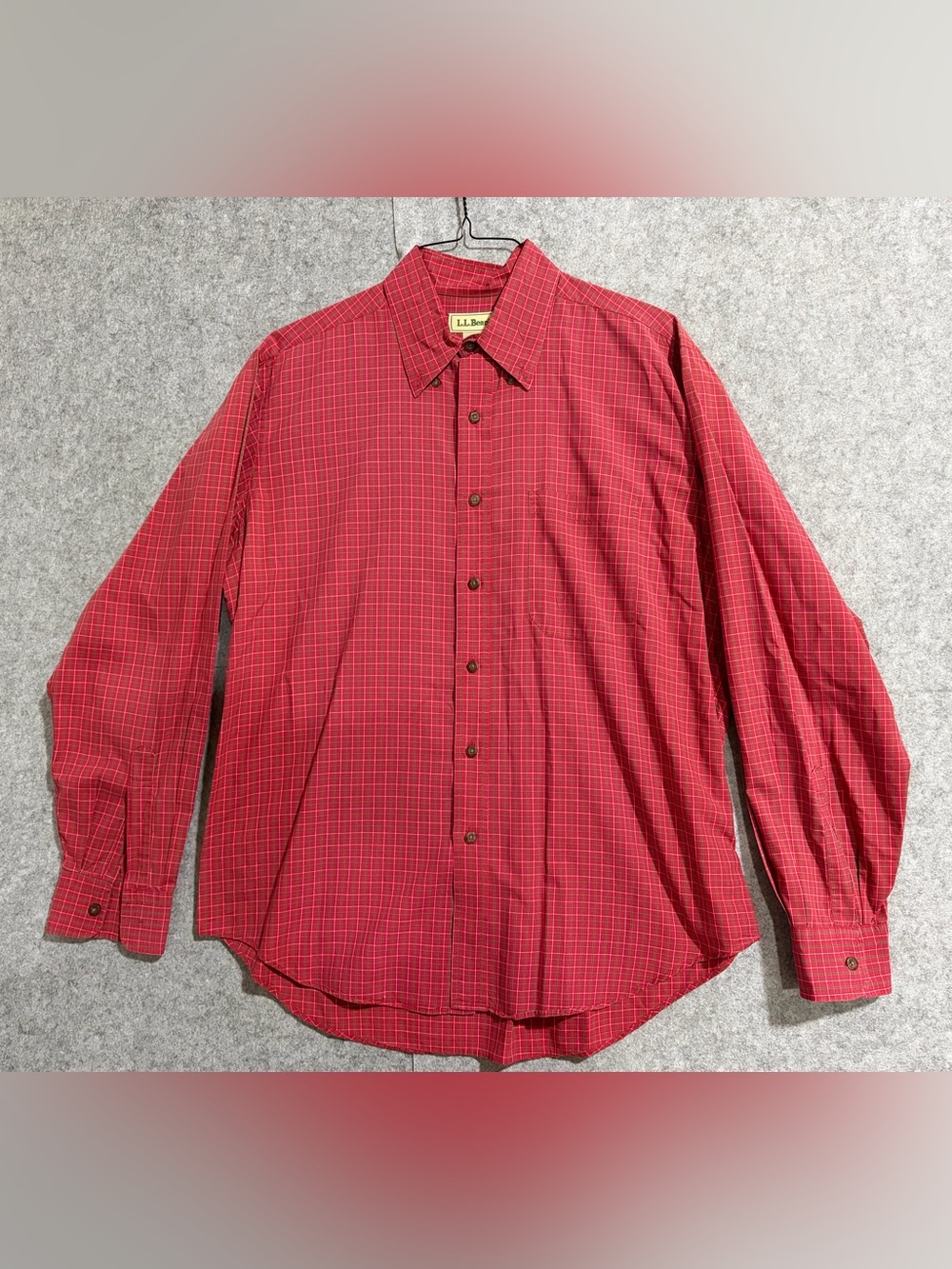 L.L. Bean Men's Red Check Button-Down Shirt